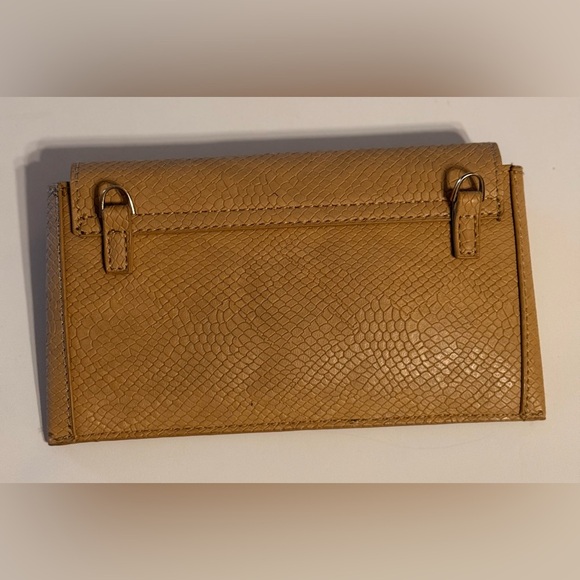 By Anthropologie Mini Crossbody W Removable Card Holder Purse Camel Gold Chain - Picture 14 of 16